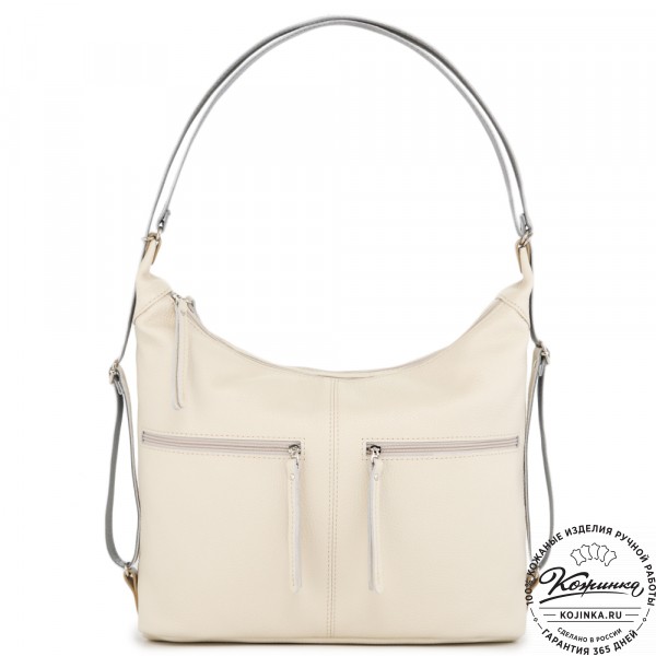  Женская кожаная сумка-трансформер "Ливадия" (бежевая). фото 1